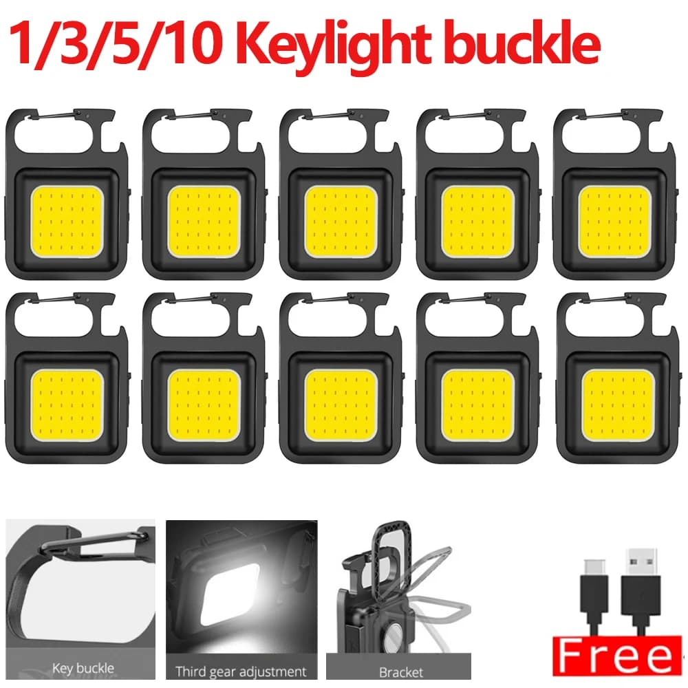 Super Bright Mini COB Keychain Portable Light Lamp Charging Camping Lights With Magnet 4 Modes Lighting For Work Light