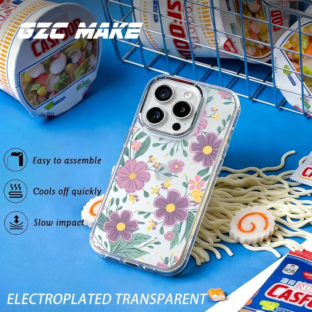 Pastel Flower fashion Vintage cool design Phone Case For iPhone17 16 15 14 13 12 Pro Max Plus Transparent phone case