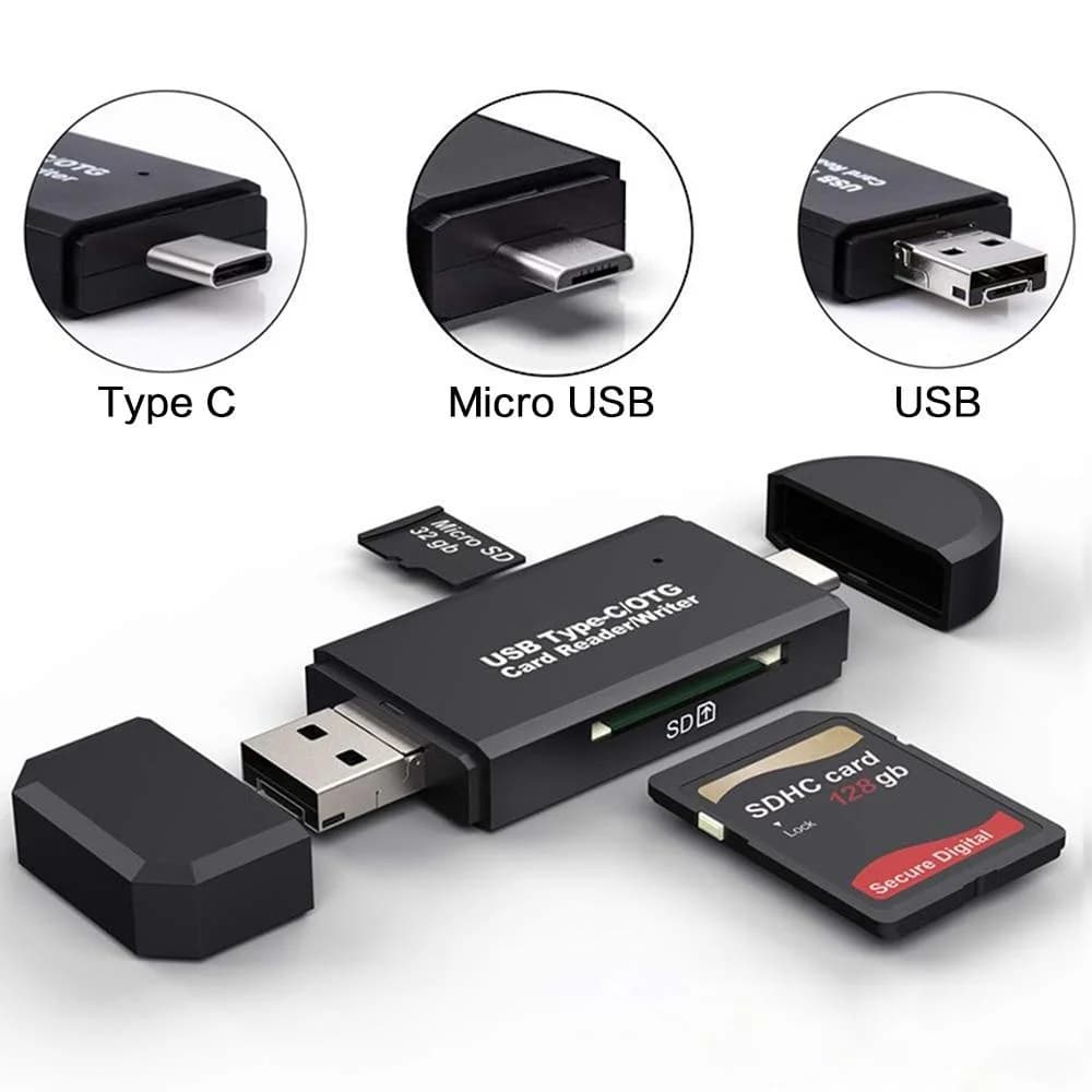 Lettore di schede Micro SD STONEGO OTG USB 2.0/USB 3.0/Type C/Port Micro USB Lettore di schede di memoria SD