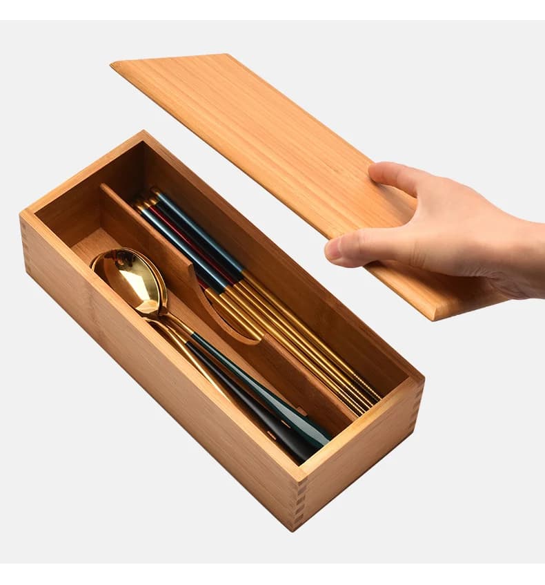 Bamboo Wood Cutlery Storage Box Household Kitchen Tools Restaurant Storage Knife and Fork Chopsticks Box Western Tableware Boxes