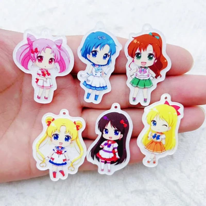 10pcs Acrylic Cartoon Accessories Earrings Bracelet Keychain DIY Pendant Small Pendant