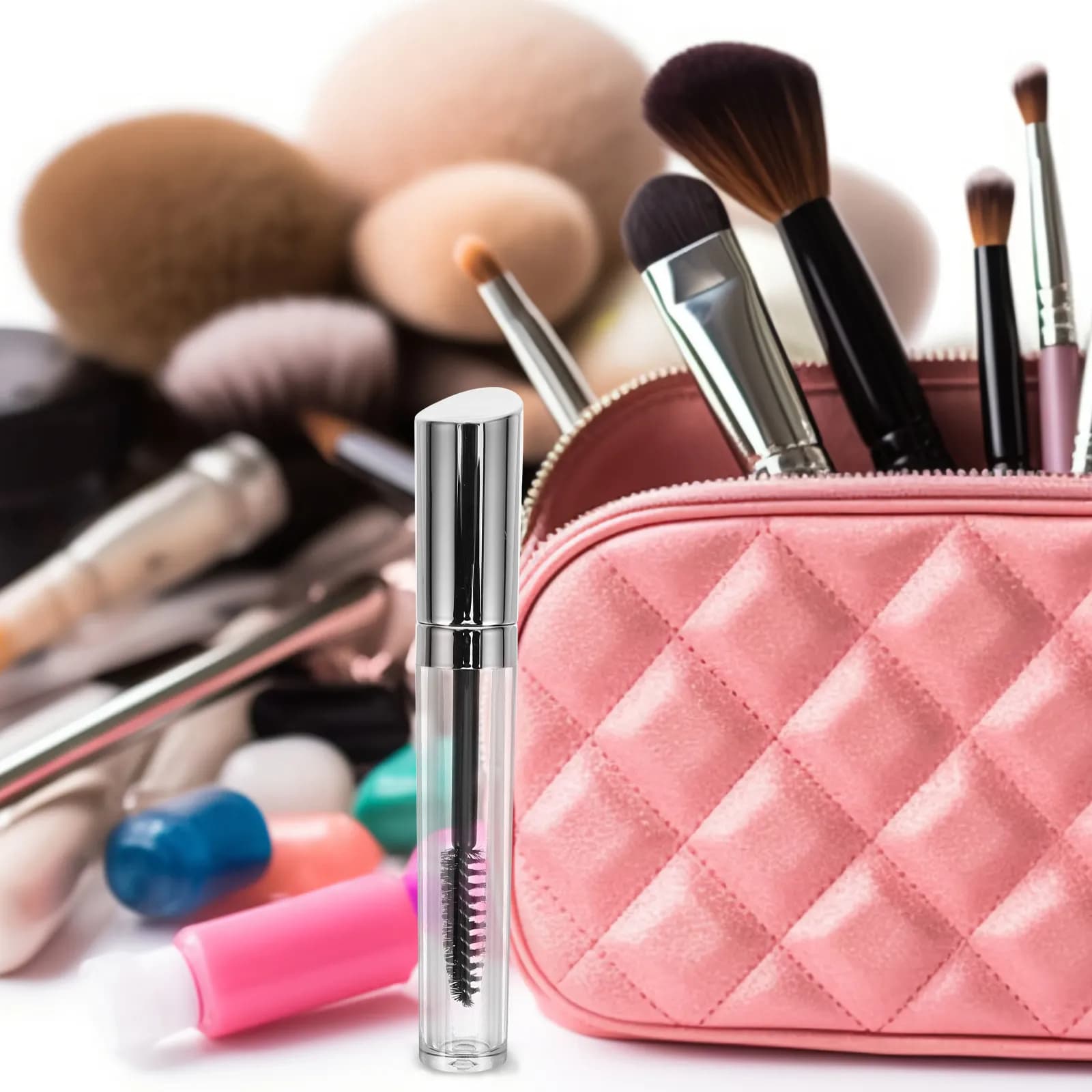 Tubo Vuoto Trasparente per Mascara, Elegante Contenitore Rotondo Portatile Leggero e Ricaricabile con Spazzolina per Ciglia per Uso Quotidiano