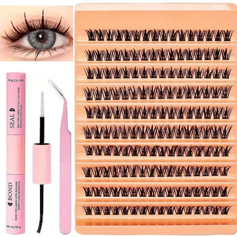 Kit extension ciglia D-roll da 160 pezzi con adesivo, sigillante e applicatore - ciglia personali per un look naturale