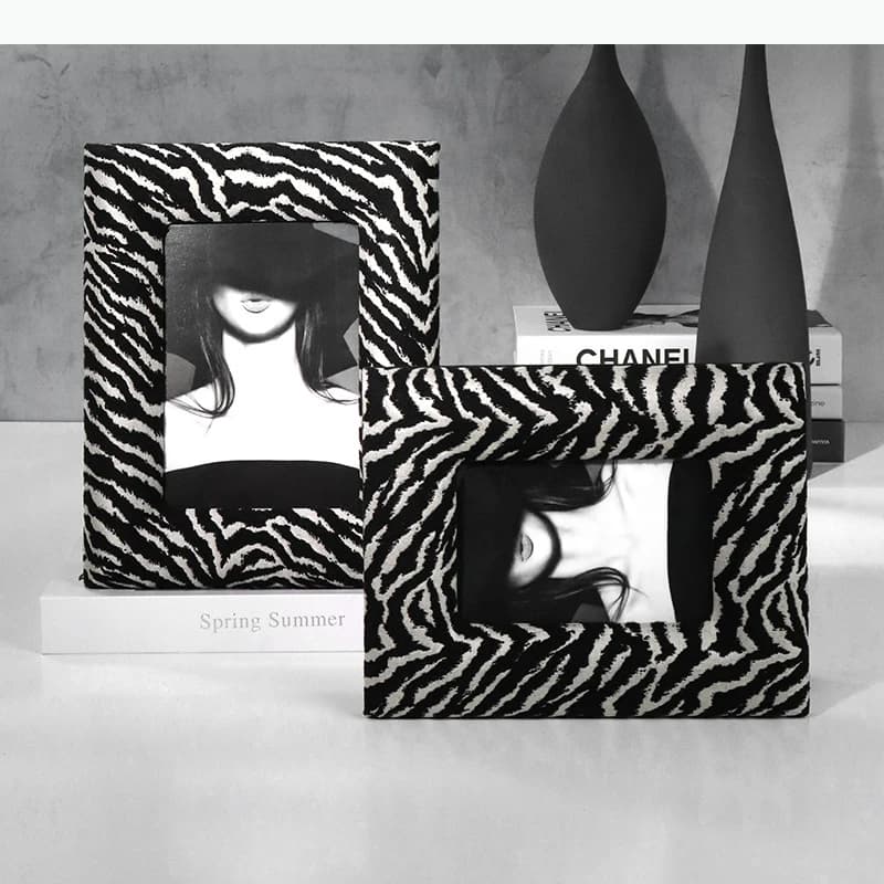 Cloth Photo Leopard Print Stripe Rectangular Picture Desktop Photo Display Wall Decoration Accessories