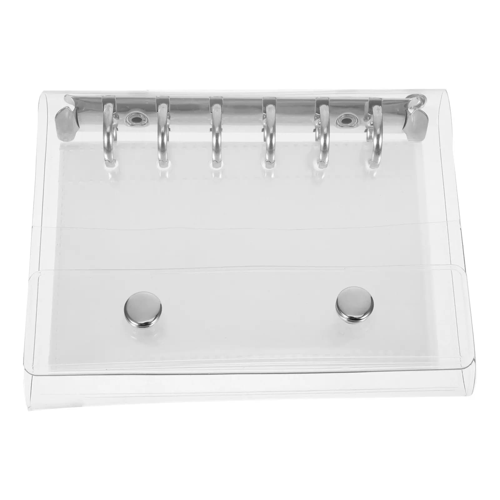 Copertina per Quaderno A7 in PVC Morbido, Trasparente con Chiusura a Scatto, Organizer a 6 Anelli, Protezione per Planner e Documenti