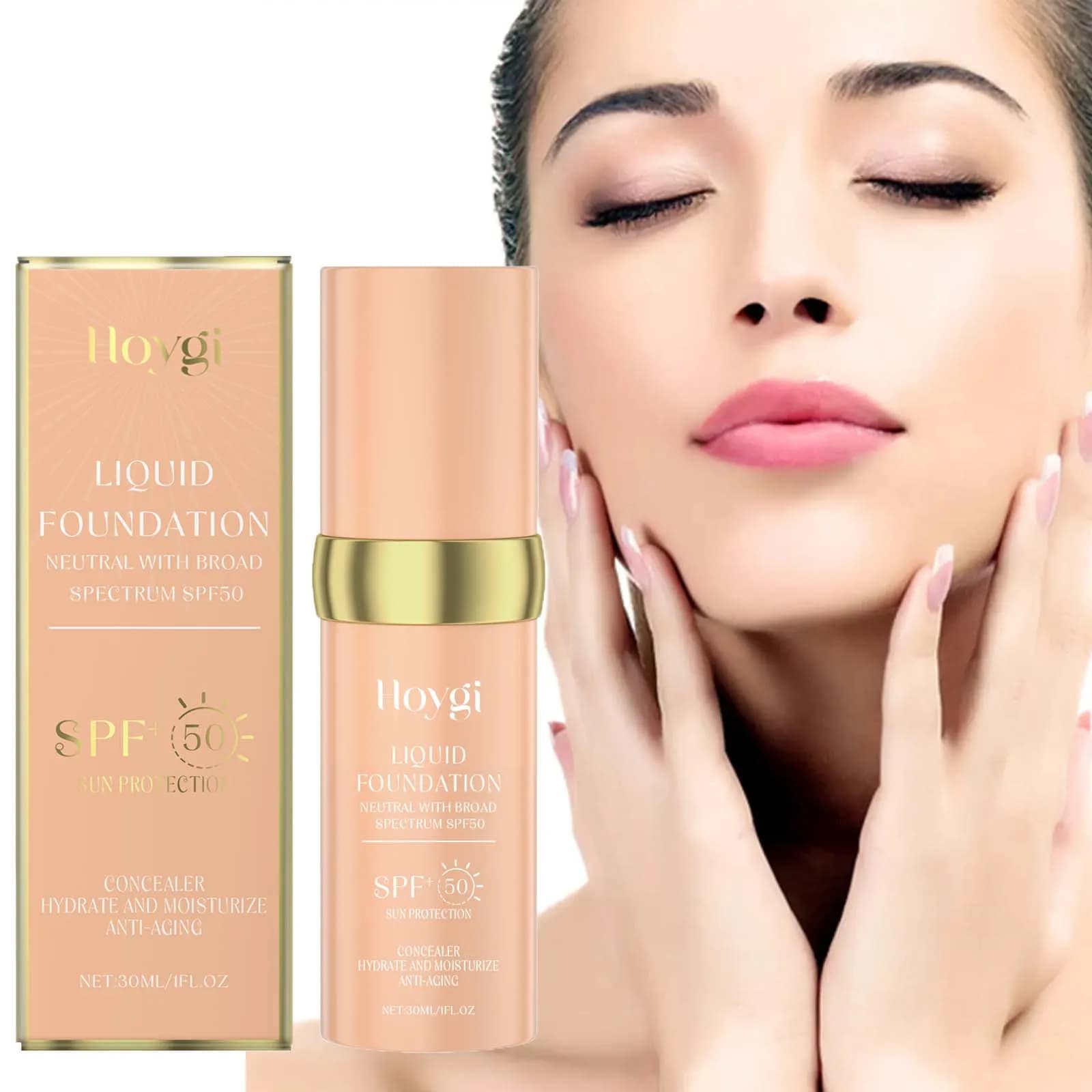 Fondotinta Liquido SPF 50 con Cambiamento di Temperatura, Alta Copertura, Base Trucco Impermeabile e Idratante, Cosmetici per il Makeup