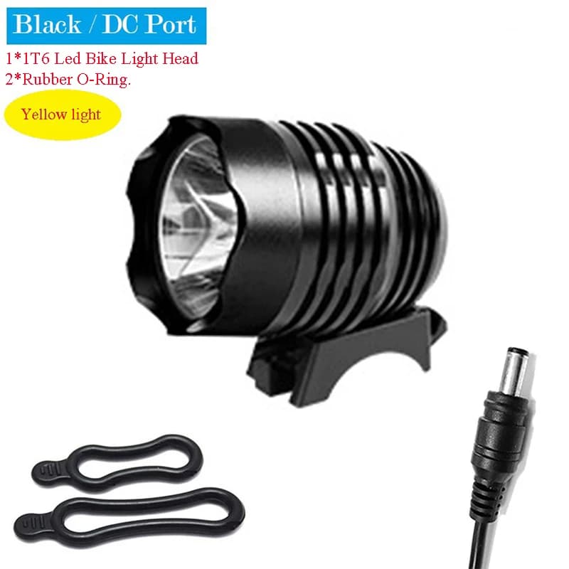 Luce Gialla per Bicicletta, Faro USB T6 LED, Faretto per Bici MTB, Ricarica DC, Illuminazione Notturna per Ciclismo, Gusci Colorati