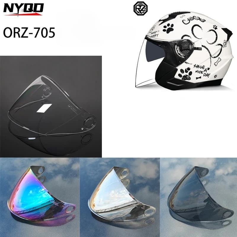 Visiera Specifica per Casco Moto ORZ-705, Lente Colorata per Casco Semi-Coperto, Rinforzata con Materiale PC