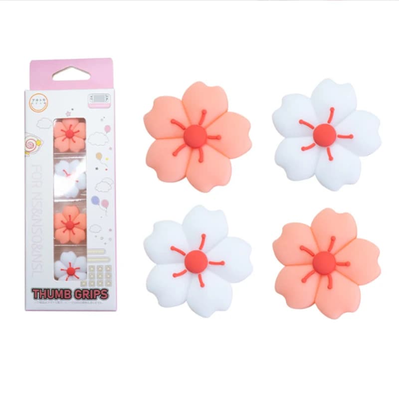 Bianco rosa Sakura Silicone Soft Thumb Stick Grip Cap Cover per Nintendo Switch Oled/Lite NS Joy-con Thumbstick Case Protector