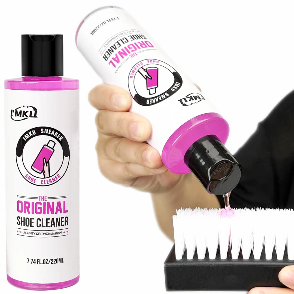 Detergente per tessuti per scarpe sportive, kit per la pulizia delle scarpe include 7,76 once (circa 220 ml) di detergente per scarpe, spazzola, fibra towe