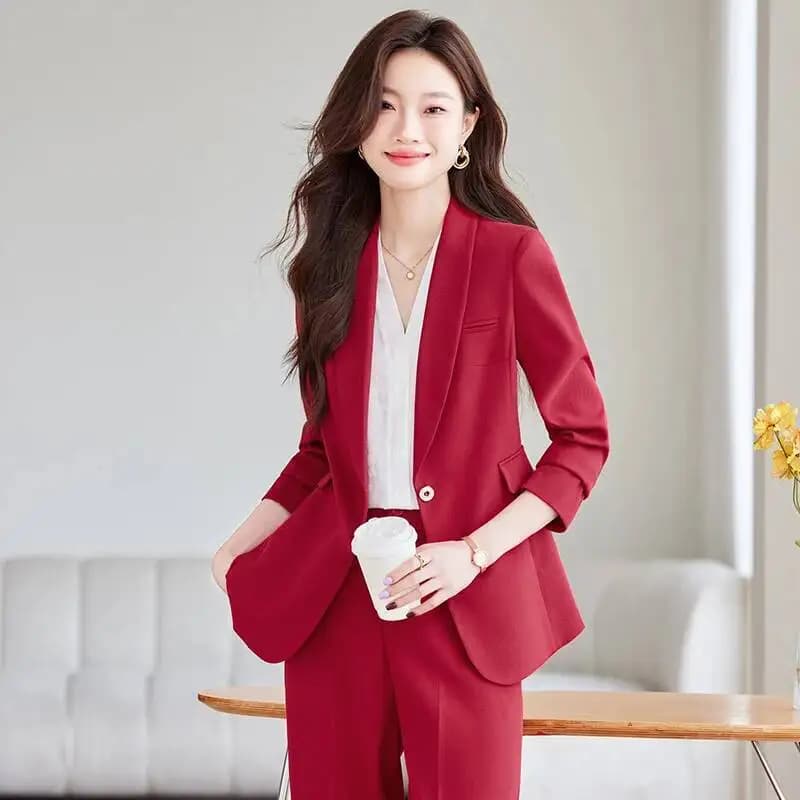 High Quality Fabric Autumn Winter Formal Pantsuits Elegant 2-piece sets Formal Trouser Suits for Women Women's Clothes Pants Set