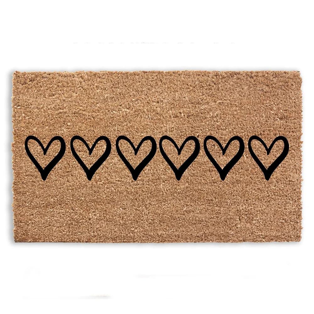 Heart-shaped Personalized Doormat Holiday Decor Coir-like Welcome Mat Festive Gift Custom Pattern Rug Photo Customizable Pad