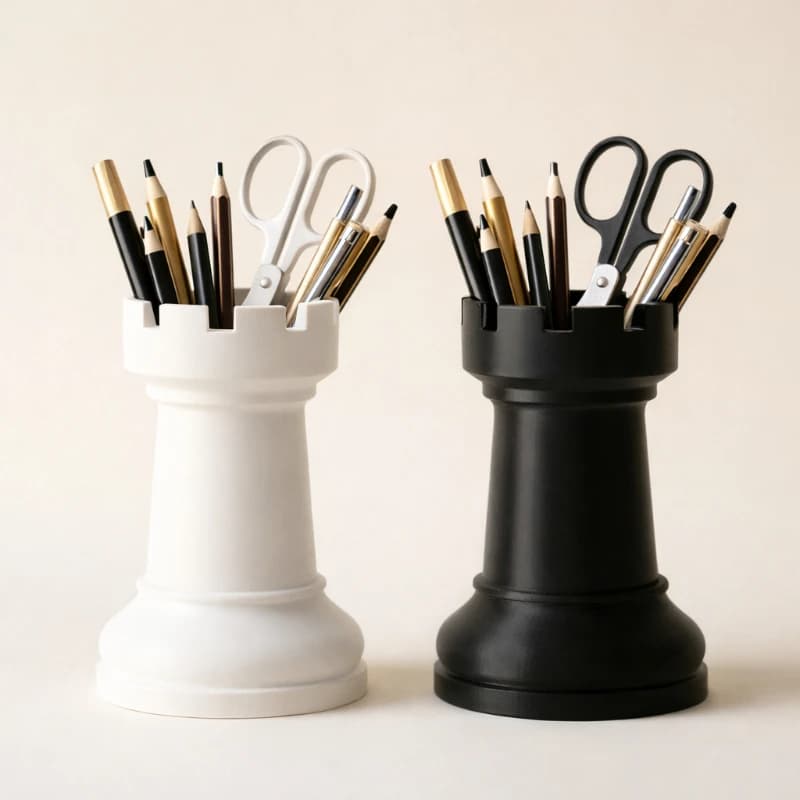 Organizzatore da Scrivania con Design a Scacchi, Portapenne e Contenitore per Cosmetici per Casa, Ufficio e Scuola, Regalo Ideale per il Ritorno a Scuola
