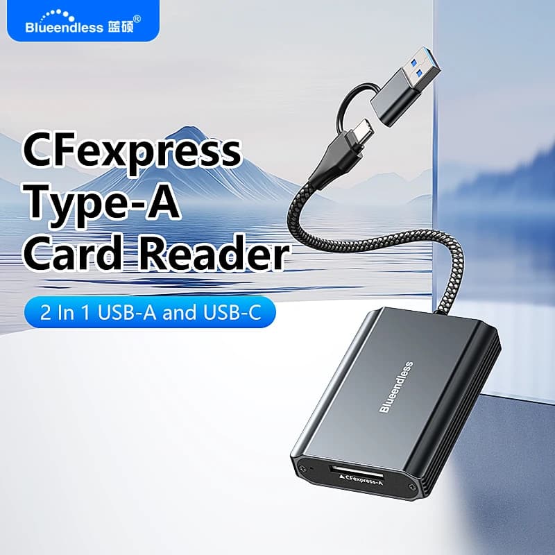 Lettore di schede di memoria Blueendless CFexpress tipo A o tipo B USB 3.2 10 Gbps Plug and Play con cavo USB C/A per Android/Windows/Mac