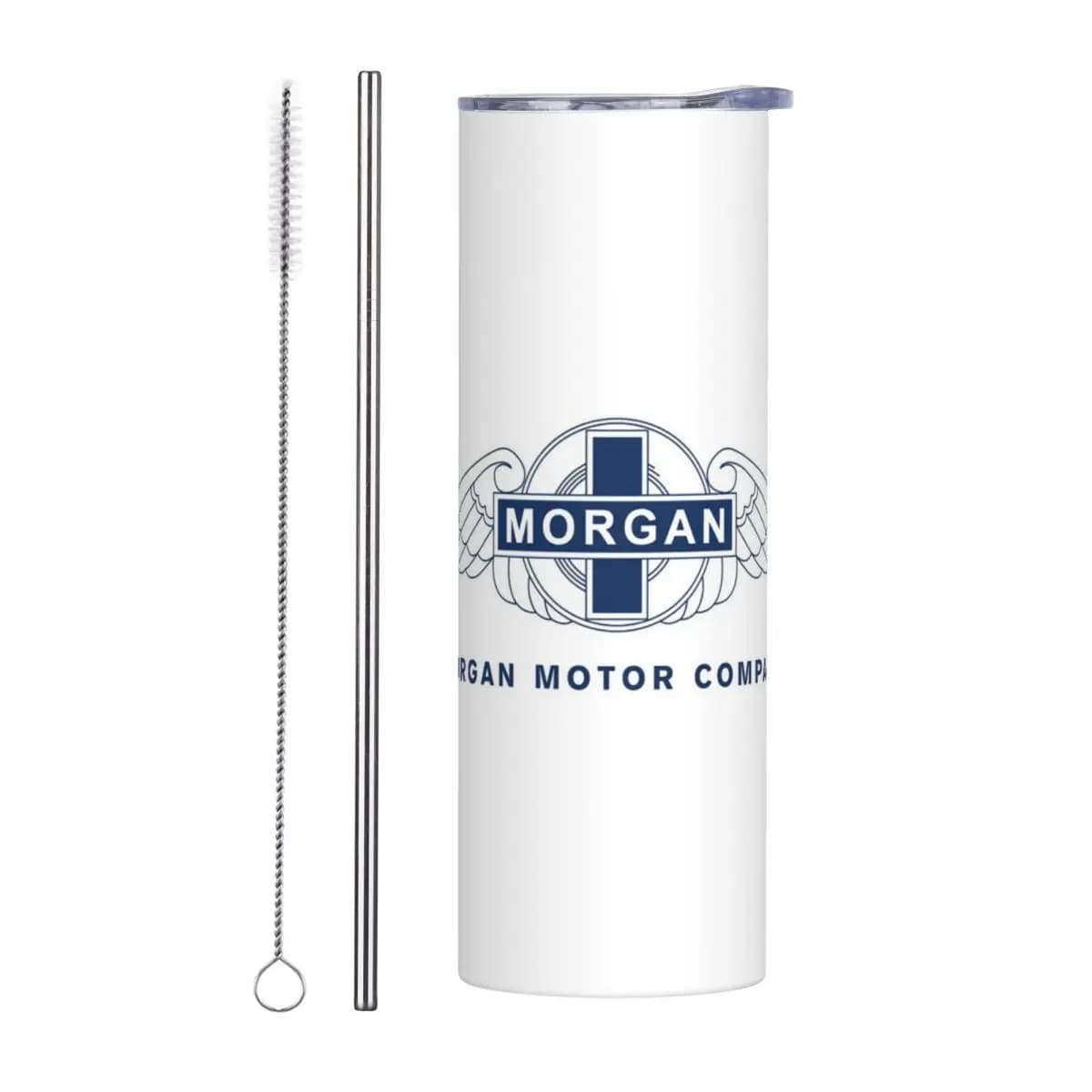 Morgan Motor Car Company Bicchiere in acciaio inossidabile Tazza termica sottovuoto Tazza termica fredda con cannuccia con coperchio 20 once