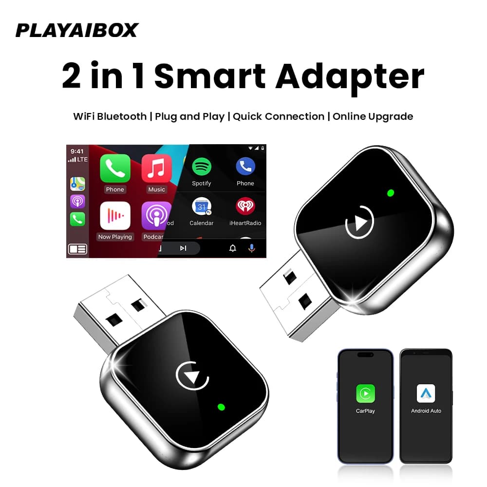 Wireless CarPlay Adapter Android Auto Wired to Dongle USB Wireless Smart Mini Box Plug and Play for VW Toyota Nissan Honda Ford