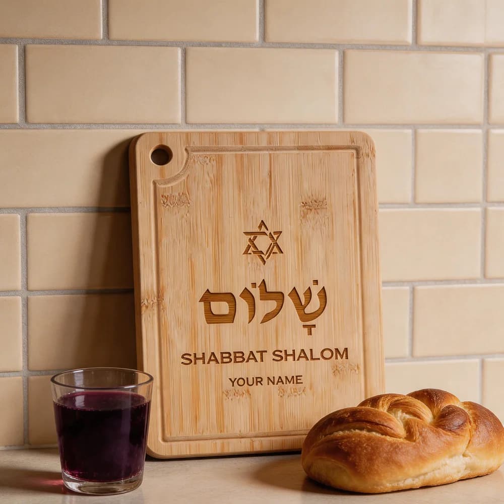 personalized Engraved Shabbat Shalom Star Of David Wooden Cutting Board Holla Jewish Wedding Gift Religious Kitchen Decoration