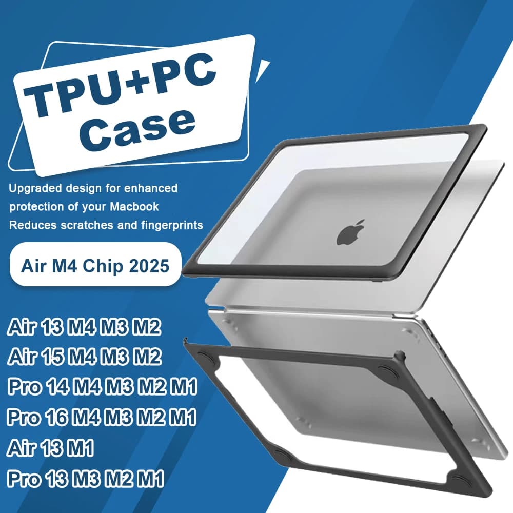 Custodia per laptop per MacBook Air 13 pollici M4 M3 M2 2025 2022 Custodia in TPU per MacBook Air 15 M4 2025 Custodia per Pro 14 16 M4 2024 Custodia