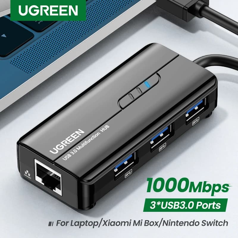 UGREEN USB3.0 Ethernet Adapter 1000Mbps USB RJ45 USB HUB per Laptop Xiaomi Mi Box S/3 Windows Ethernet HUB USB Lan Network Card