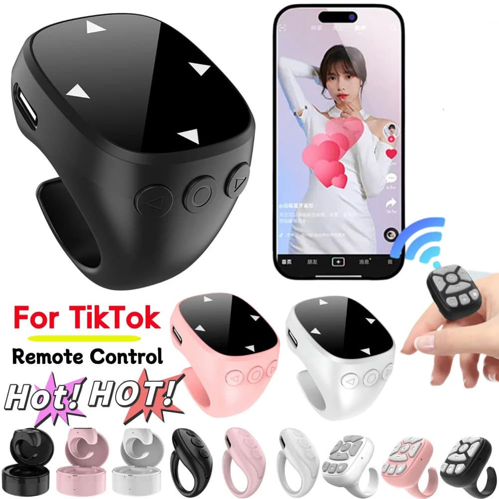 Telecomando Bluetooth per TikTok Anello di scorrimento Telecomando video per telefono cellulare Controller per fotocamera selfie stick