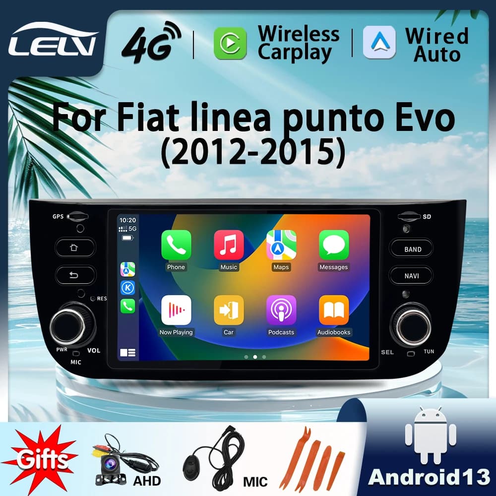 Lelv 6.2 pollici Android 13 Autoradio Lettore Multimediale Per Fiat Linea Punto EVO linea 2012-2015 GPS Stereo Car-play Android Auto