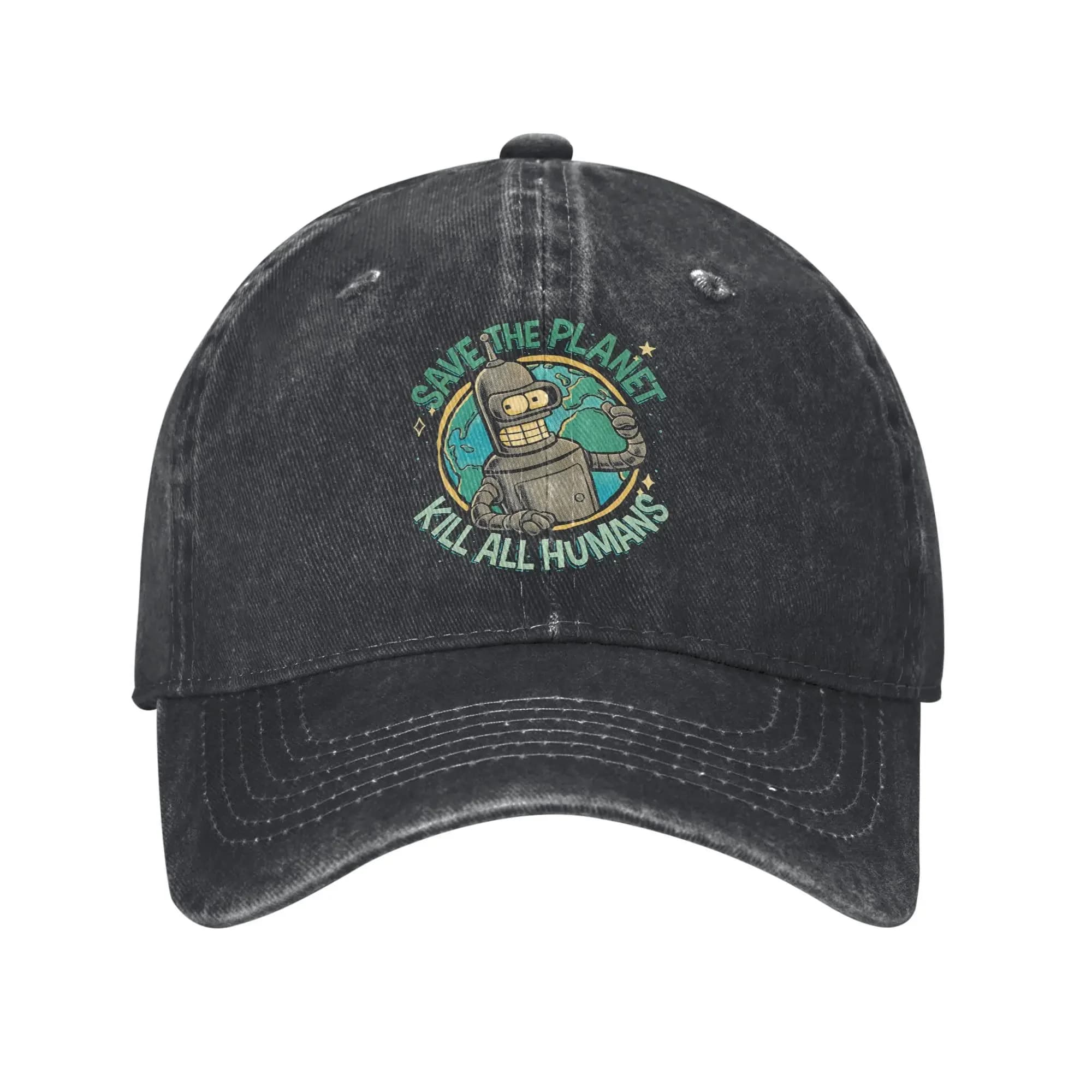 Bendered Save the Planet Kill All Human Berretto da baseball Vintage Distressed Washed Cartoon Snapback Cappelli morbidi da viaggio all'aperto unisex