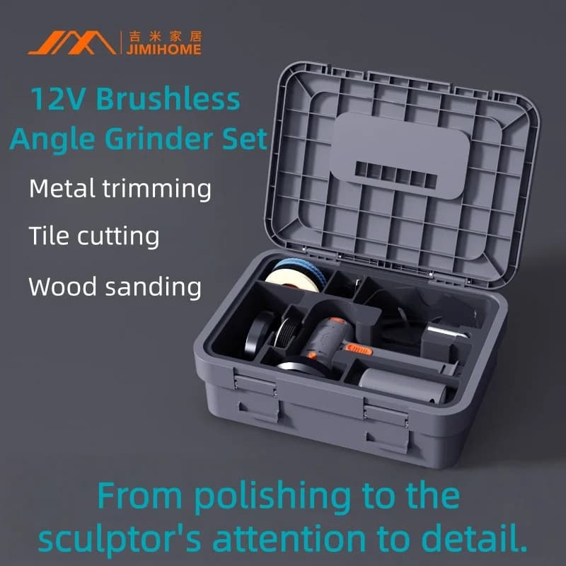 JIMIHOME Cordless Brushless Angle Grinder Kit with 12V Lithium Batteries for Metal/Wood Cutting Grinding, Home Professional Use