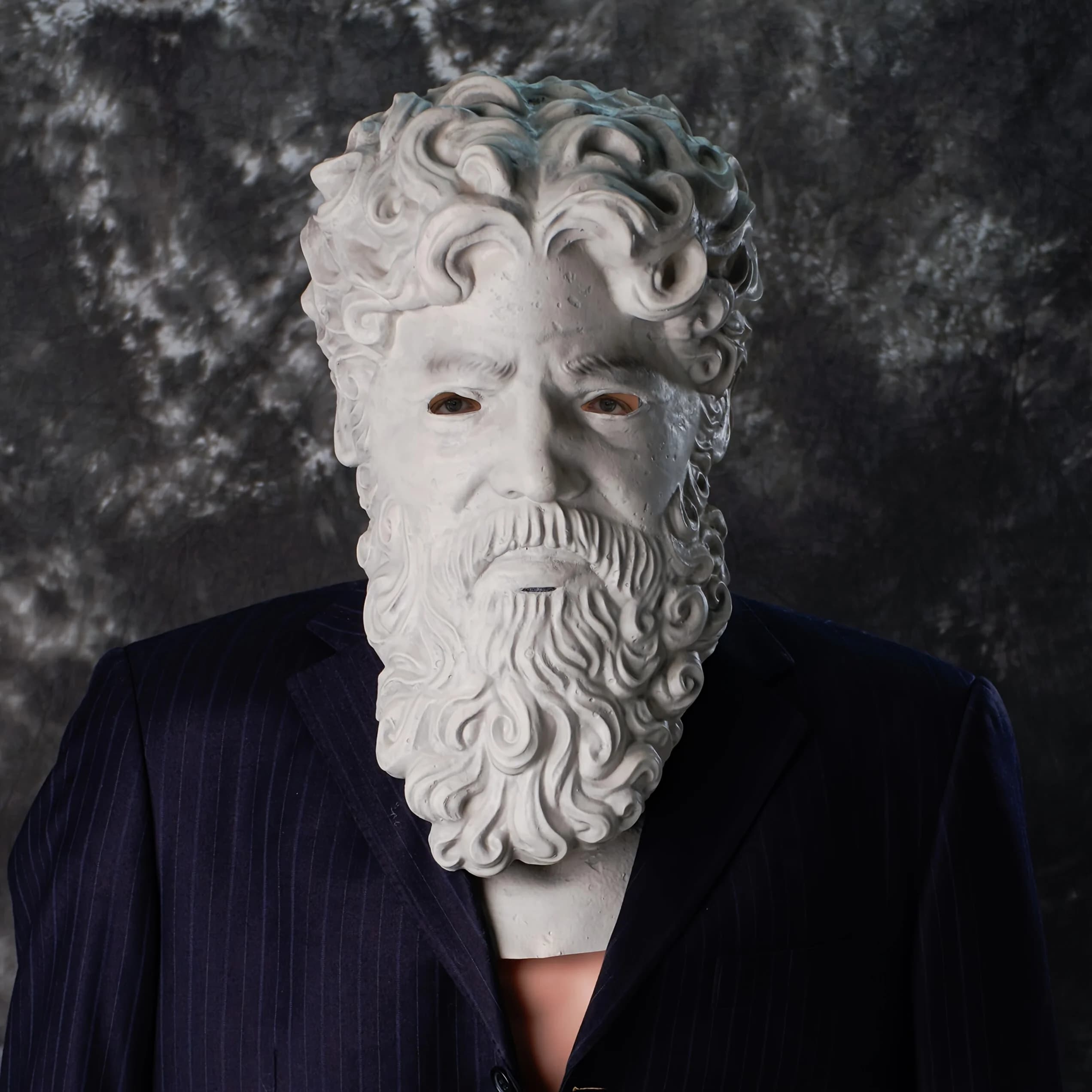 Maschera di Halloween da Dio Greco, Costume in Lattice a Testa Intera con Texture Effetto Marmo per Cosplay, Mascherata e Giochi di Ruolo