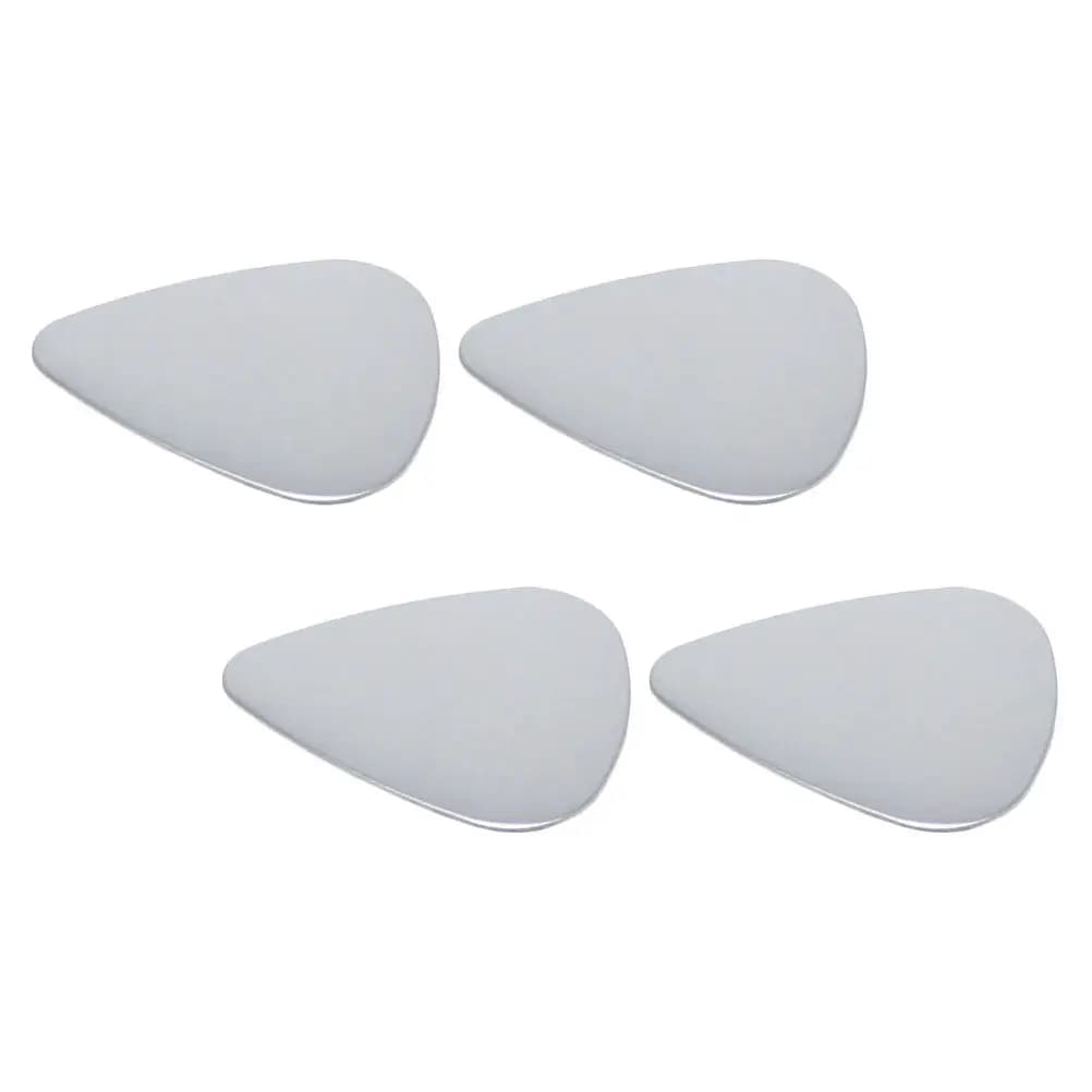 Set di 4 Plettri per Chitarra in Acciaio Inox, Premium e Robusti, per Chitarra Elettrica, Acustica, Basso, Ukulele e Chitarra Classica