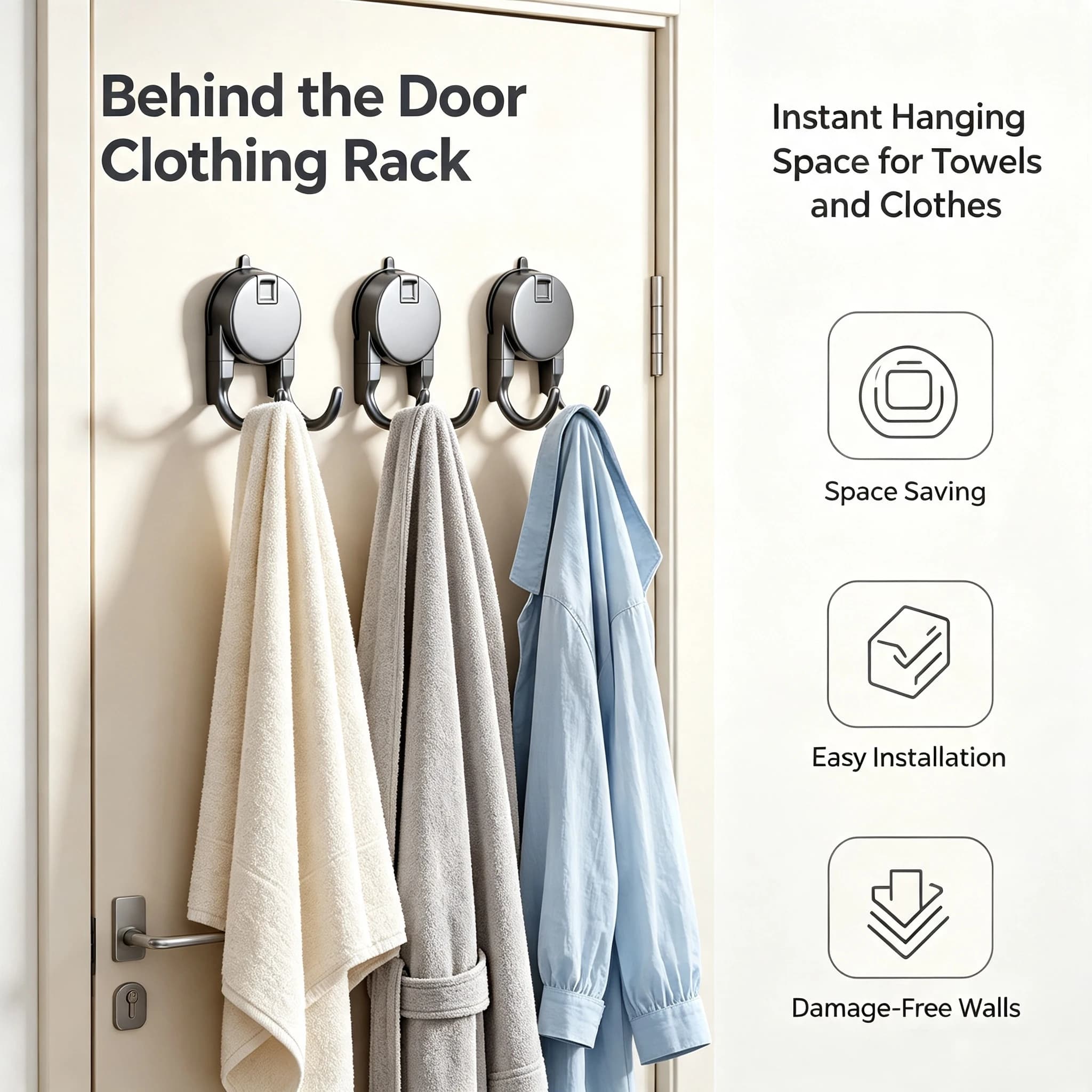 Reusable Suction Cup Double Hooks No-Drill Removable Hanging Hook Kitchen Bathroom Towel Clothes Hanger Holder organizer Hook