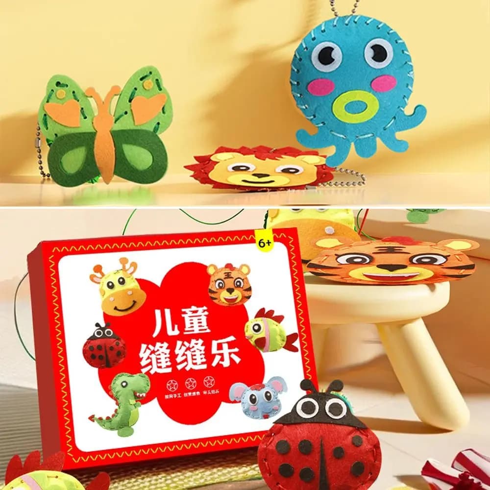 Nuovo Set da cucito fai da te cucito Kit artigianale in tessuto Non tessuto giocattoli fatti a mano Cartoon Animal Kids Art Toys principianti