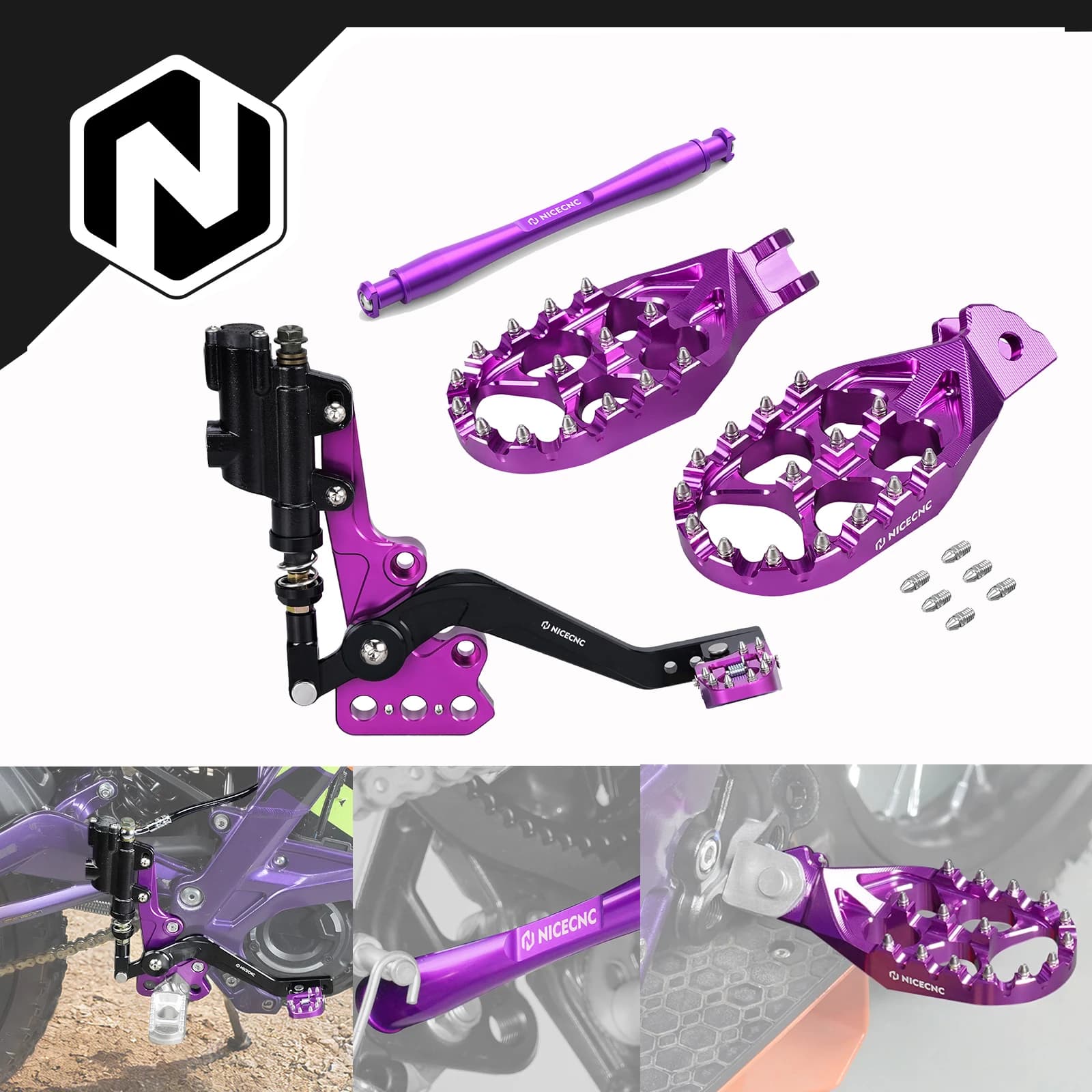 For Surron Light Bee X S Segway X160 X260 Electric Bike: Rear Hydraulic Brake, Allargate Pedals and Poggiapie Support