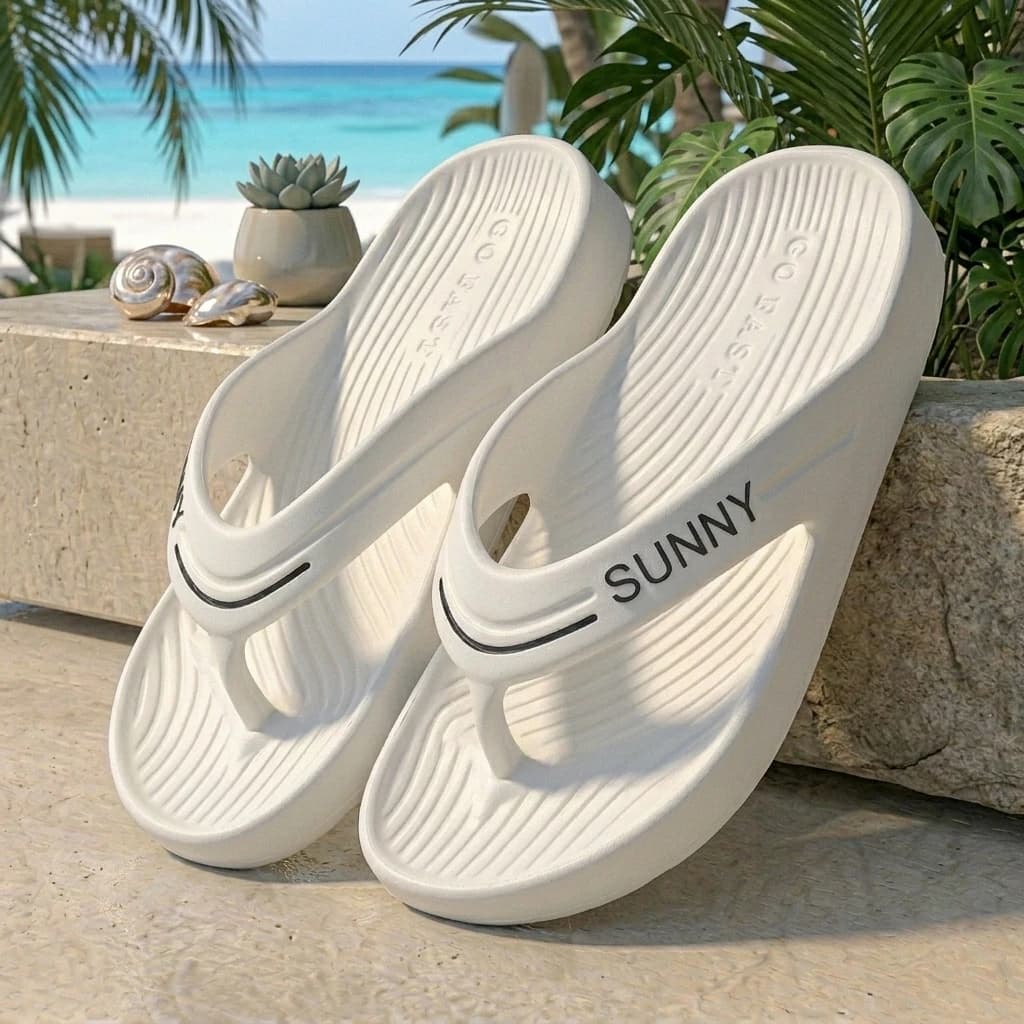 Women's flip-flop with geometric lines, EVA sole, non-slip, soft, comfortable, durable, beach shoes for summer