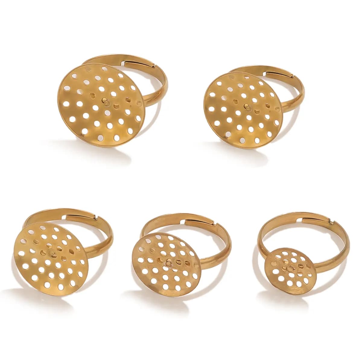 10 pcs/lot Stainless Steel Ring Base Adjustable Tray Cabochon Settings Vacuum Frame Embryon Rings for Jewelry Materials Production