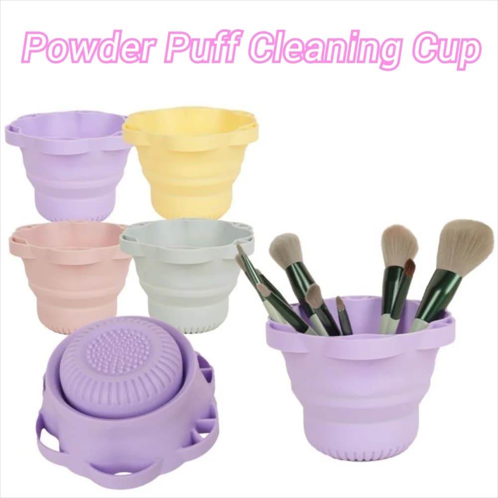 Pulitore per Pennelli da Trucco in Silicone Riutilizzabile, Asciugatore Rapido, Contenitore Portatile per Pulizia e Conservazione di Pennelli e Spugnette