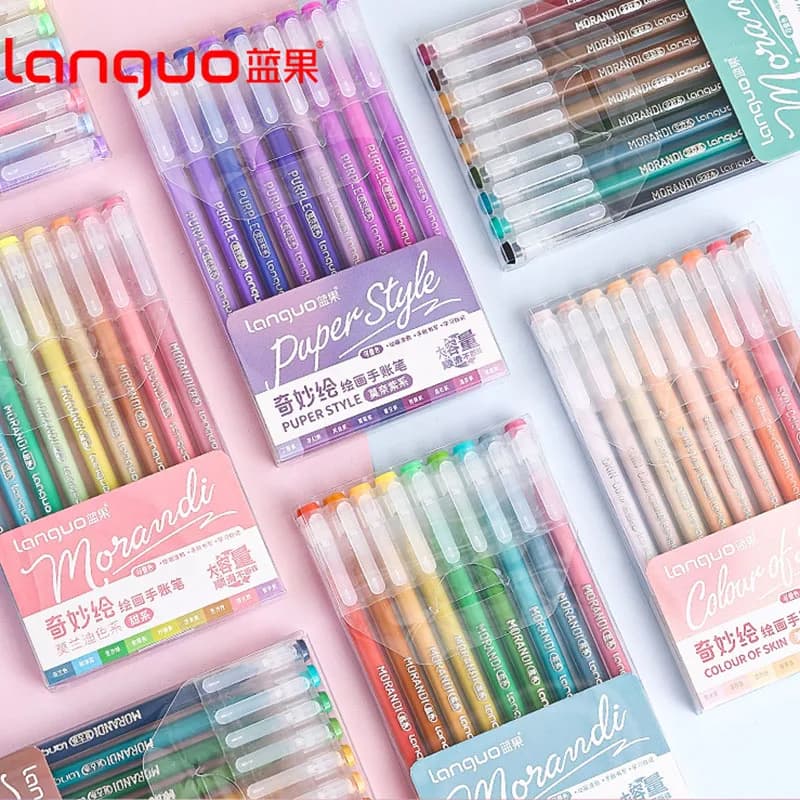 9 pz/set penna Gel multicolore da 0.5MM penna a colori impilabile ad alta capacità per studenti che dipingono materiale scolastico con penna per scrivere Graffiti