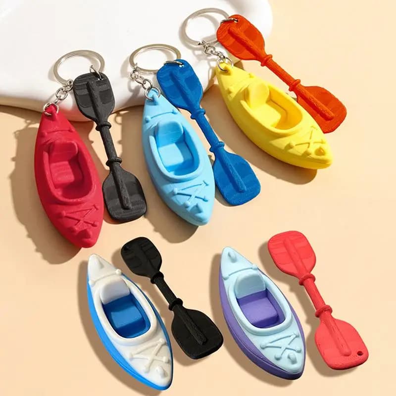Mini Kayak Keychain with Matching Paddle Vivid Multicolor Lightweight Purse Charm for Hiking Camping Lovers Gift