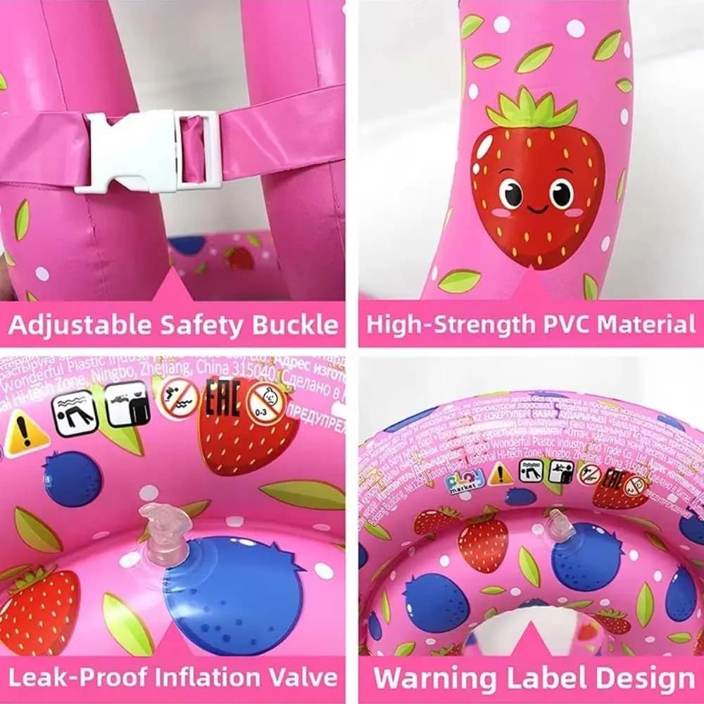 Inflatable Design Life Jacket Cartoon Style Portable Children Life Vest Adjustable PVC Float Inflatable Swim Vest Swimming Pool