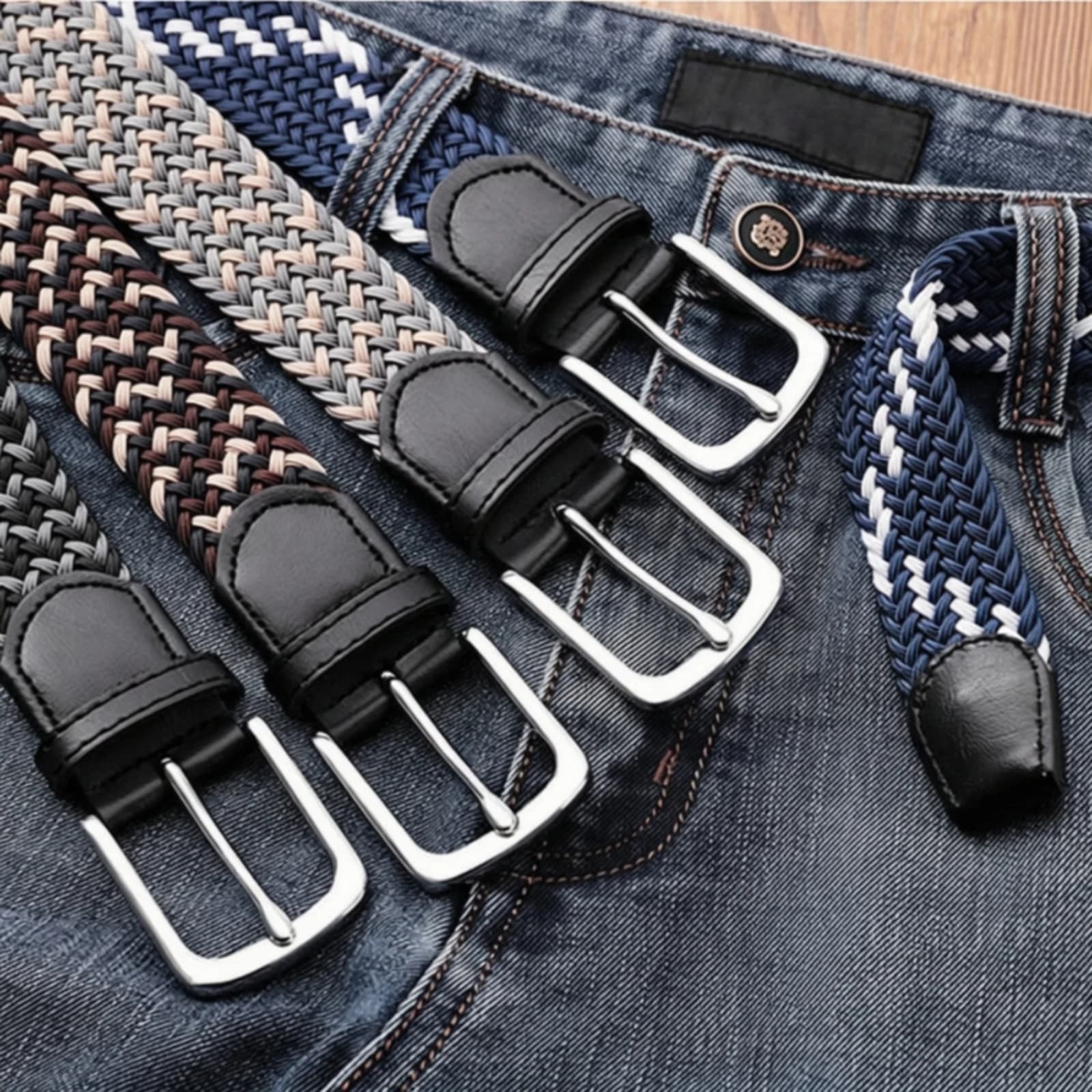 Braided Elastic Belt Comfortable Stretch Woven Belt Waistband Long-Lasting Lightweight for Men, Daily Wear, Travel