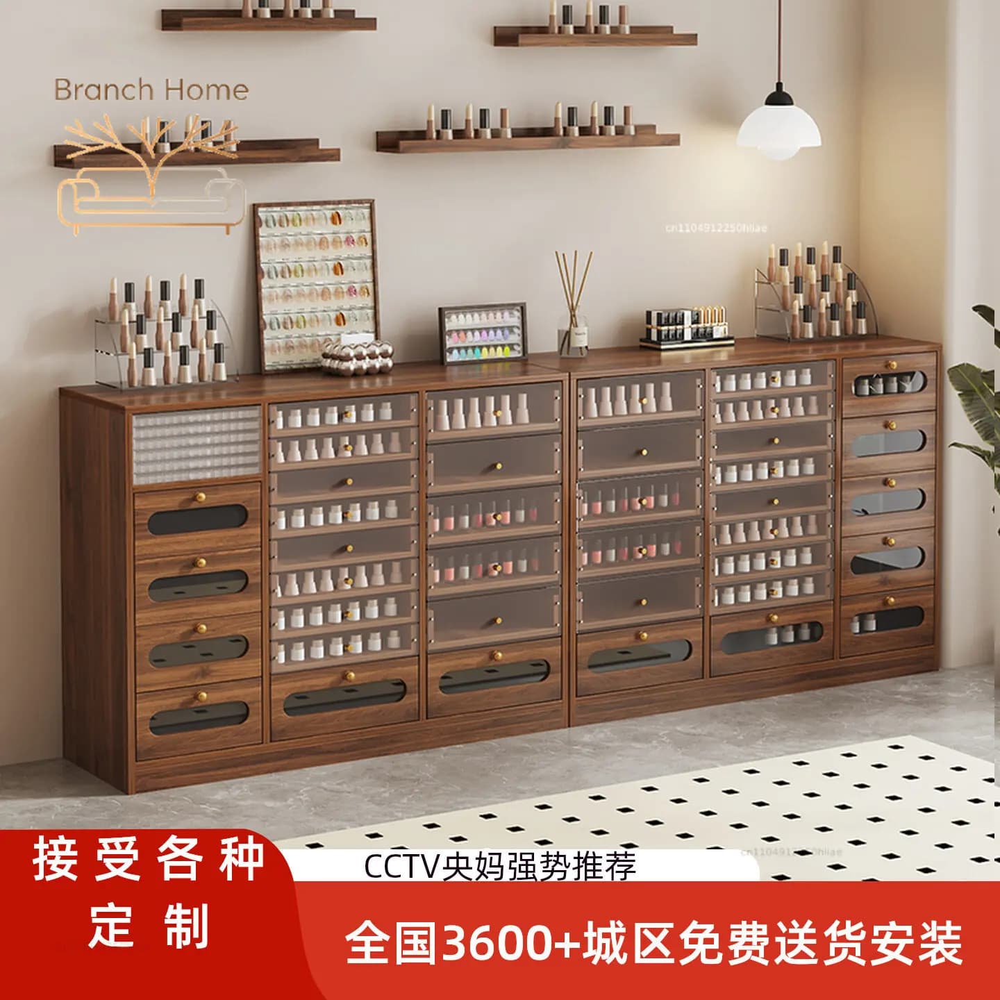 Nail art display cabinet Medieval art Nail polish storage art shop glue oil locker Drawer