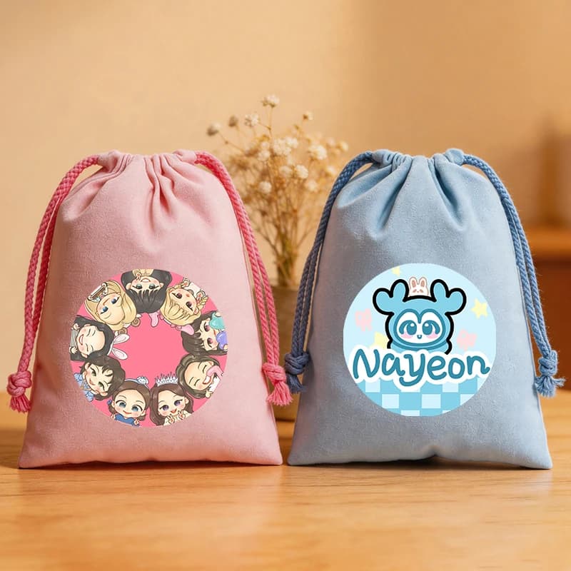 Twices Series Storage Pouch Cute Women Drawstring Bag Kpop Group Data Cable Power Bank Dustproof Makeup Bag Fans Collection Gift