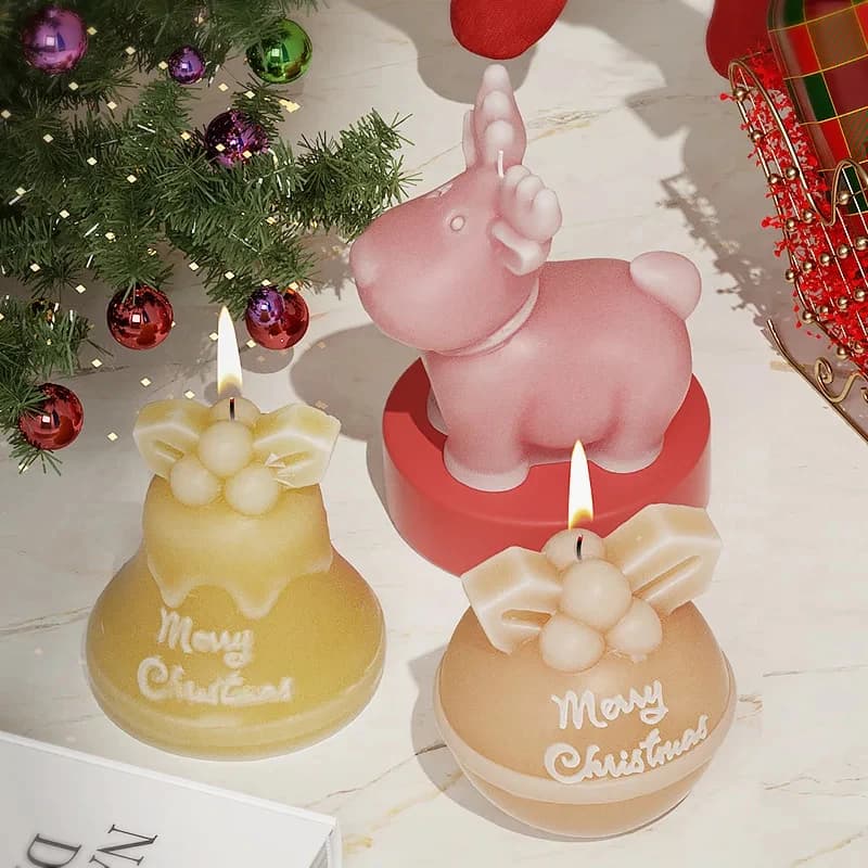 Stampo in Silicone 3D per Candele a Forma di Pupazzo di Neve e Alce Natalizi, per Creazioni Fai-da-Te in Gesso e Resina Aromaterapica, Decorazioni Natalizie per la Casa