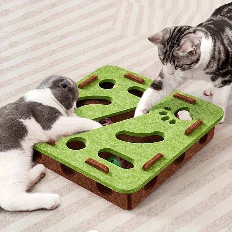 Buster noia per l'autointrattenimento del gatto: scatola del labirinto interattiva con tiragraffi, albero per gatti e giocattolo sonoro per diversi scenari
