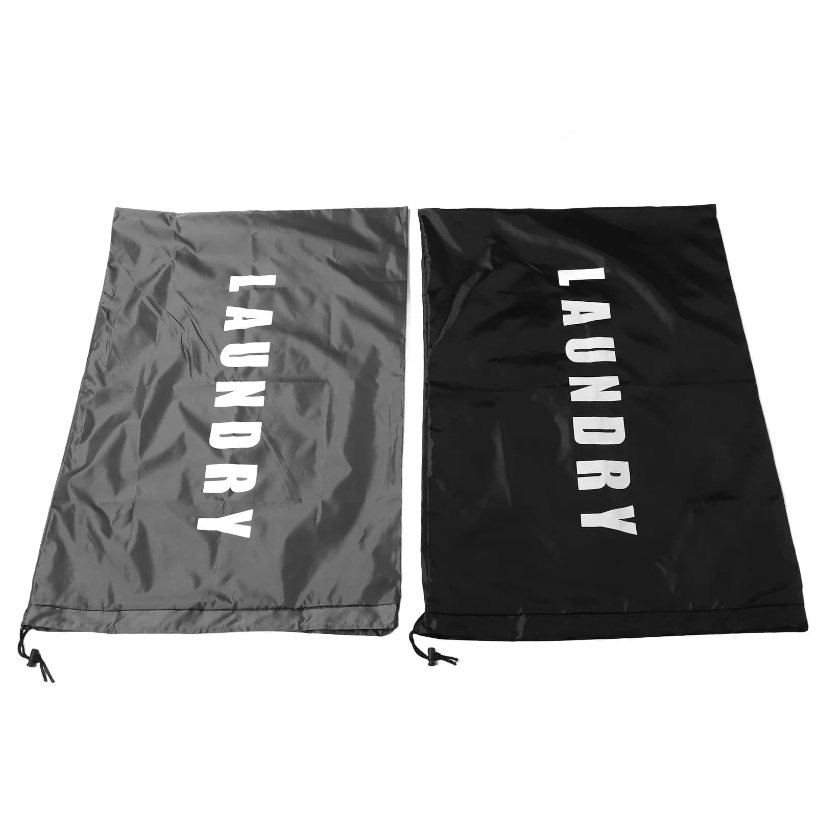 2 Bags for Bucato in Oxford Fabric, Resistant, Grey and Black, with Coulisse, Organizer for Dresses Miscellaneous, Washable, Container Bag