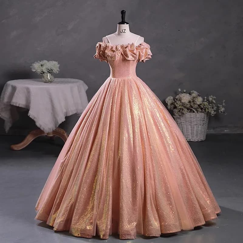 Abito da ballo elegante personalizzato Abiti Quinceanera Paillettes Prom Abiti da festa di compleanno Formale Vestido De 15 Anos Sweet 16