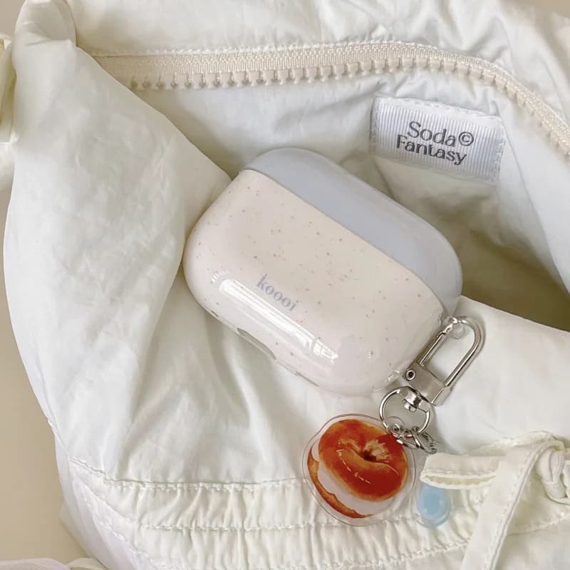 Custodia per auricolari IMD blu bianco con motivo schizzi con pendente per serie Airpods, 1, 2, Pro, Pro2, Pro3, 3, 4, antipolvere, antiurto