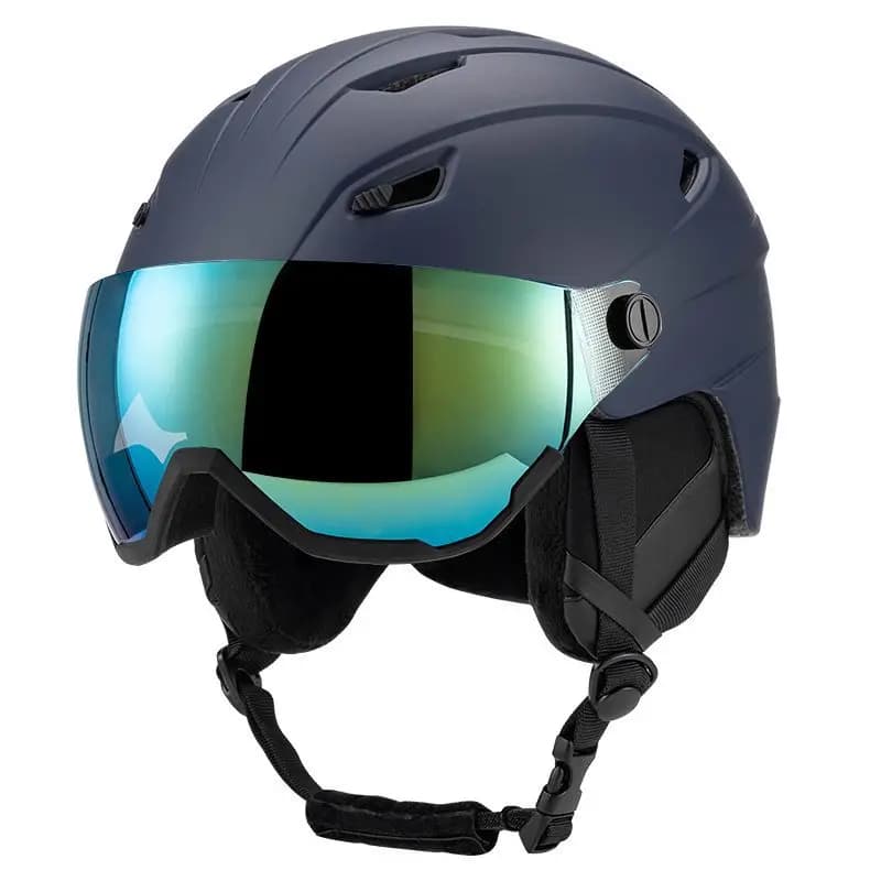 Casco da sci integrato Casco di sicurezza da snowboard anticaduta per uomo e donna con visiera rimovibile Occhiali da snowboard