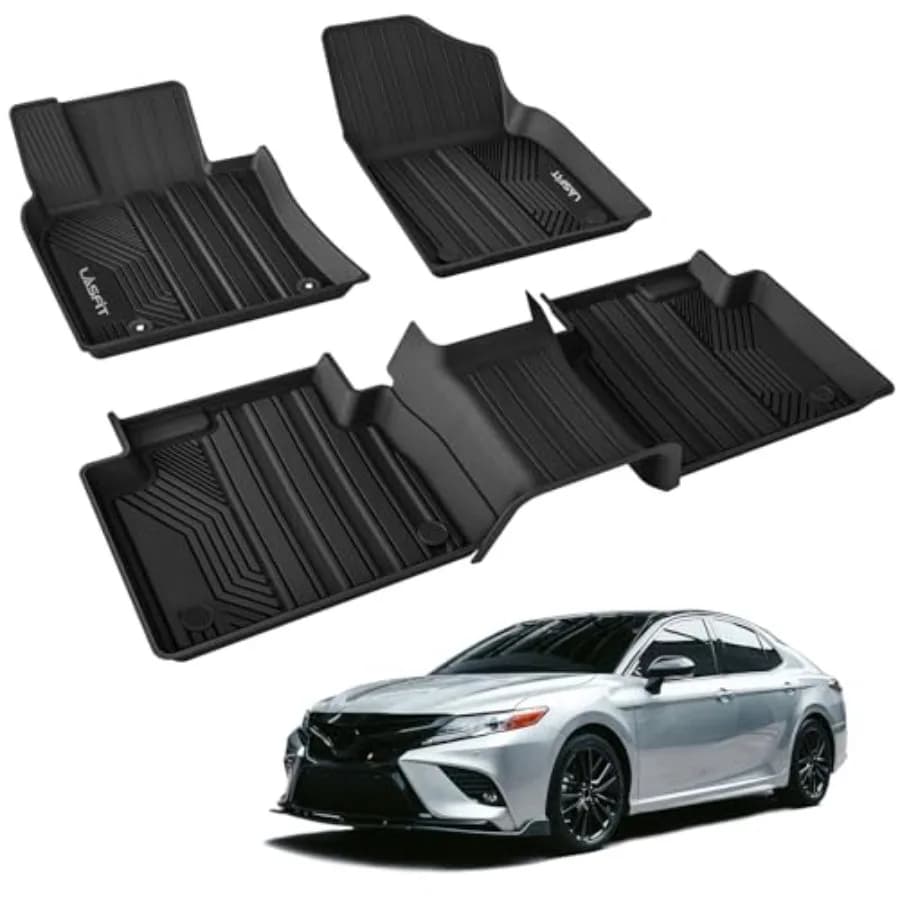 Tappetini per Toyota Camry 2024-2018 Solo FWD, Tappetini Auto su Misura per Tutte le Stagioni, Anteriori e Posteriori, 2 File, Neri