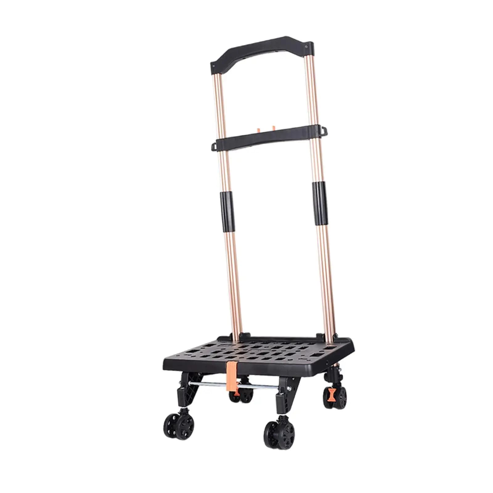 Carrello Pieghevole Portatile con Manico Telescopico, Carrello Multiuso in Lega di Alluminio Resistente a 4 Ruote per Trasporto Bagagli Aeroportuali e Traslochi in Ufficio