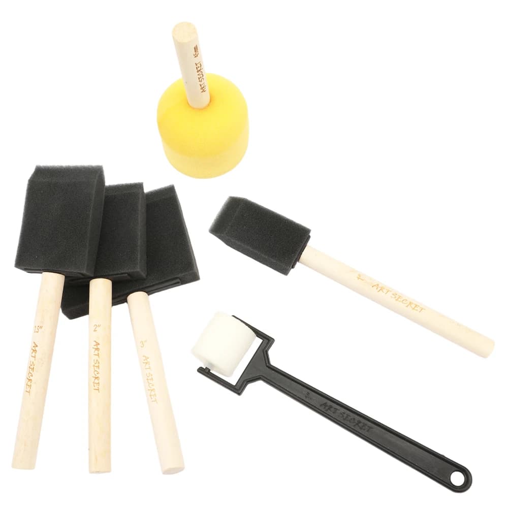 Art Set of 6 Instruments for DIY Painting, Sponge Brushes, Paint Rollers, Drawing Kit